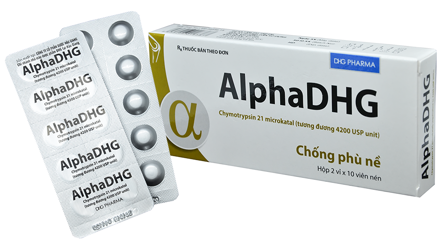 Thuốc AlphaDHG 4200 điều trị phù nề sau chấn thương, phẫu thuật, bỏng (2 vỉ x 10 viên)-0