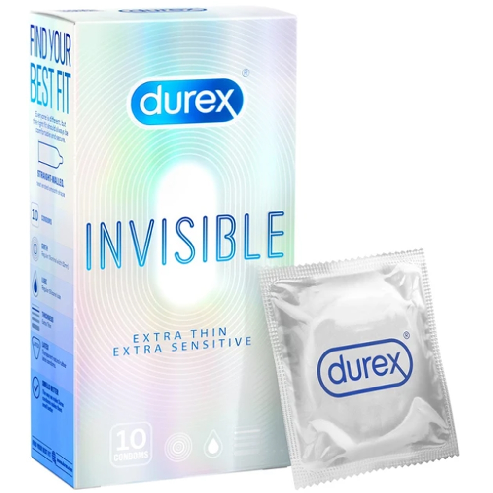 Bao cao su Durex Invisible Extra Thin Extra Sensitive siêu mỏng, vừa vặn và ôm sát (10 cái)