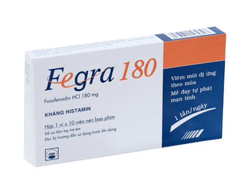 Thuốc Fegra 180 Pymepharco điều trị viêm mũi dị ứng, nổi mề đay và mề đay tự phát (1 vỉ x 10 viên)-0