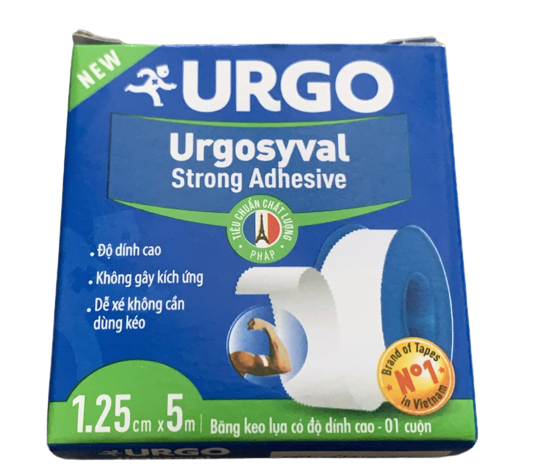 Băng keo lụa có độ dính cao Urgosyval Strong Adhessive size 1.25cm x 5m cố định băng gạc (1 cuộn)-1