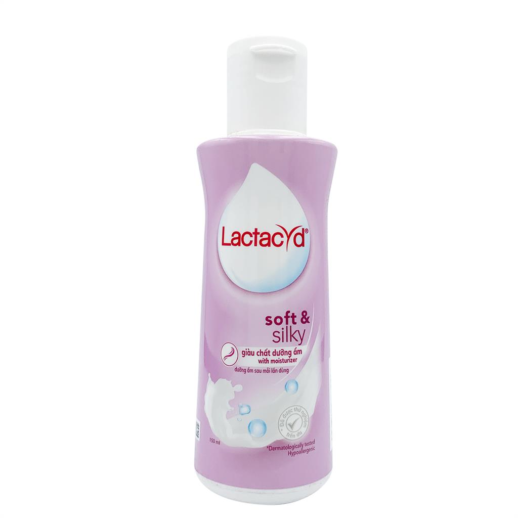 Dung dịch vệ sinh phụ nữ Lactacyd Soft And Silky hỗ trợ dưỡng ẩm, ngăn ngừa khô rát (150ml)