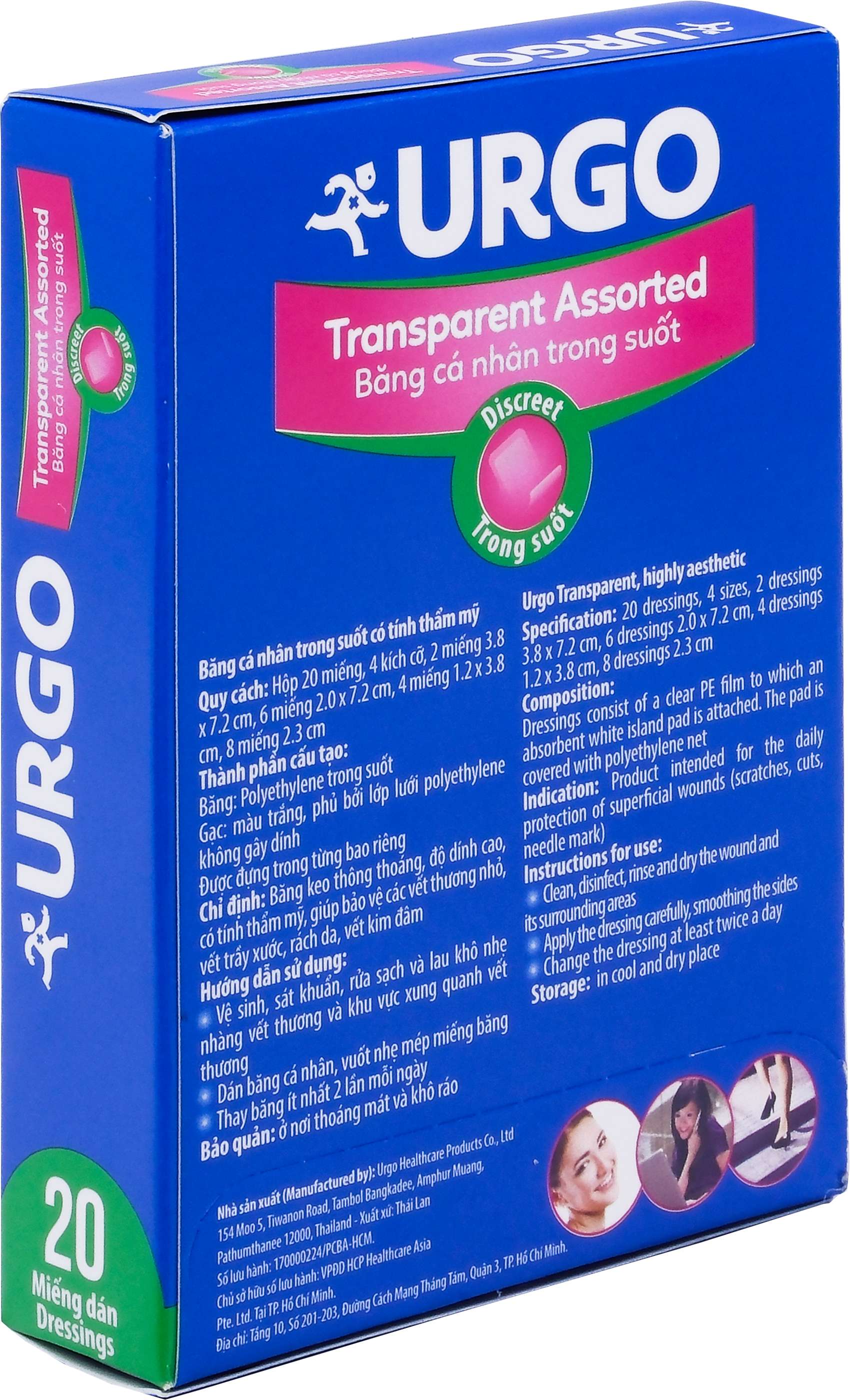 Băng cá nhân trong suốt Urgo Transparent Assorted bảo vệ các vết thương nhỏ, vết trầy xước, rách da (20 miếng)-2