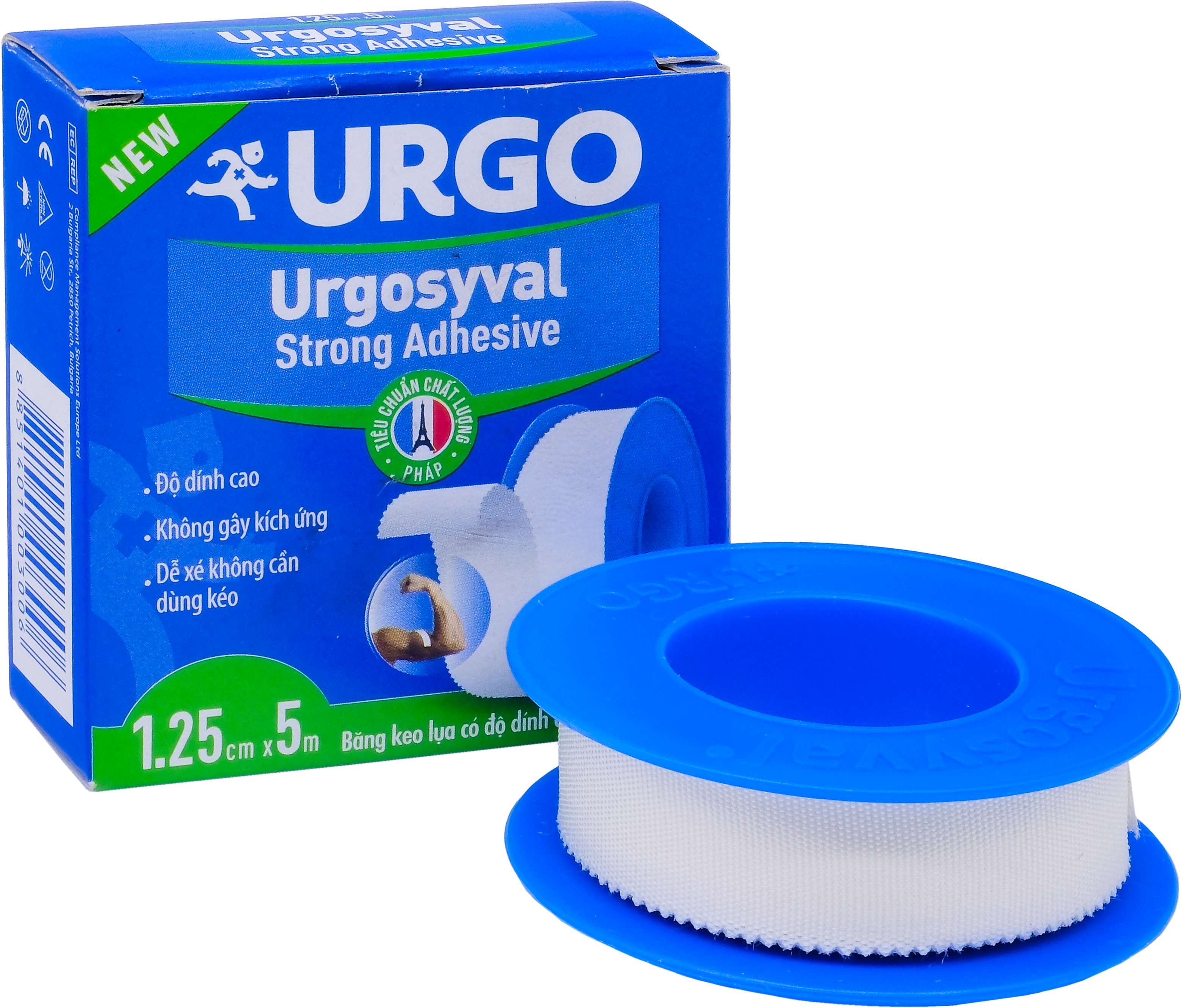 Băng keo lụa có độ dính cao Urgosyval Strong Adhessive size 1.25cm x 5m cố định băng gạc (1 cuộn)-0