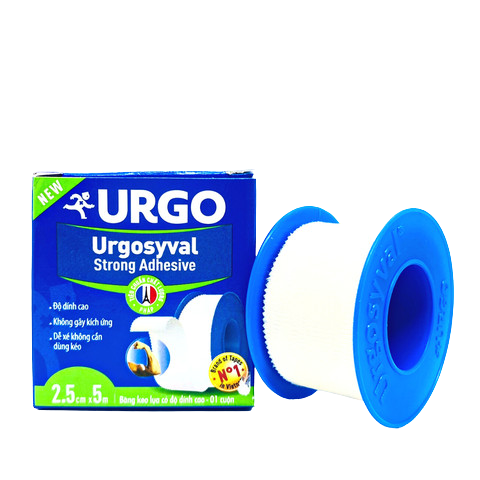 Băng keo lụa có độ dính cao Urgosyval Strong Adhessive size 2.5cm x 5m cố định băng gạc (1 cuộn)