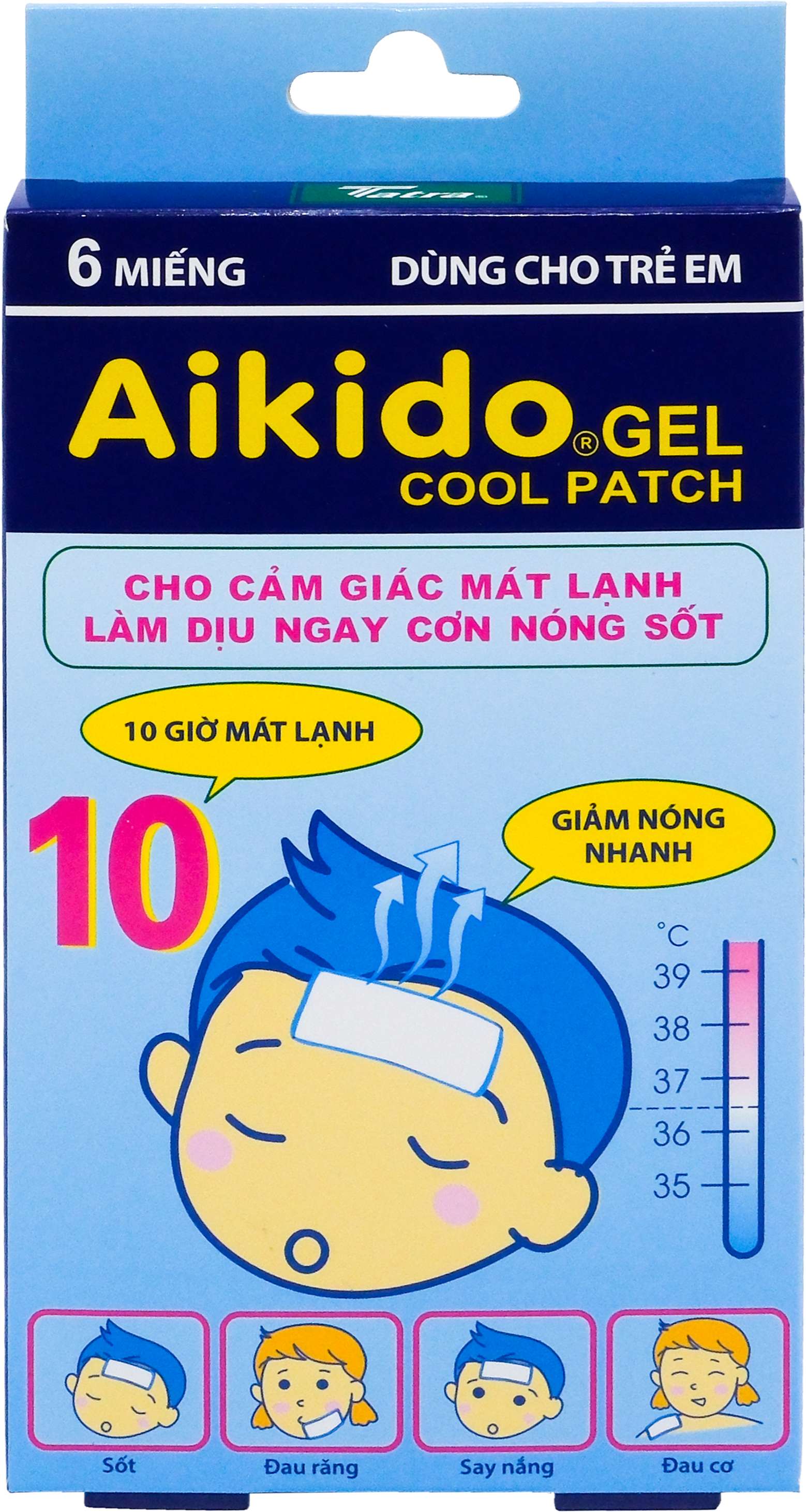 Miếng dán hạ sốt Aikido Gel Cool Patch chườm mát khi bị sốt nóng, say nắng, ngừa co giật ở trẻ (3 gói x 2 miếng)-3