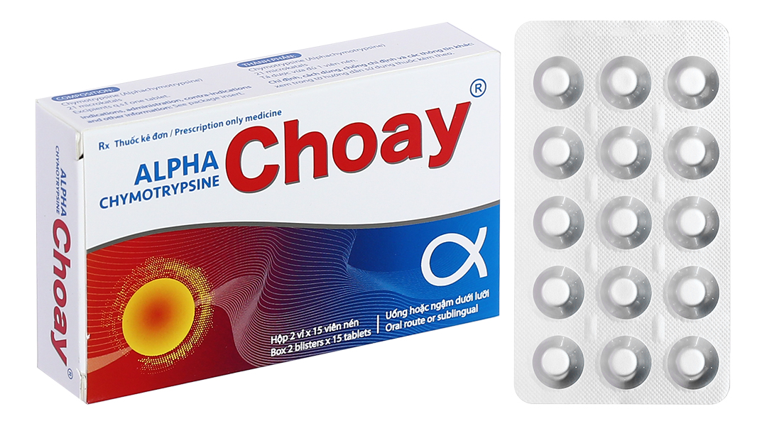 Thuốc Alpha Chymotrypsine Choay Sanofi điều trị phù nề sau chấn thương, phẩu thuật, bỏng (2 vỉ x 15 viên)-1