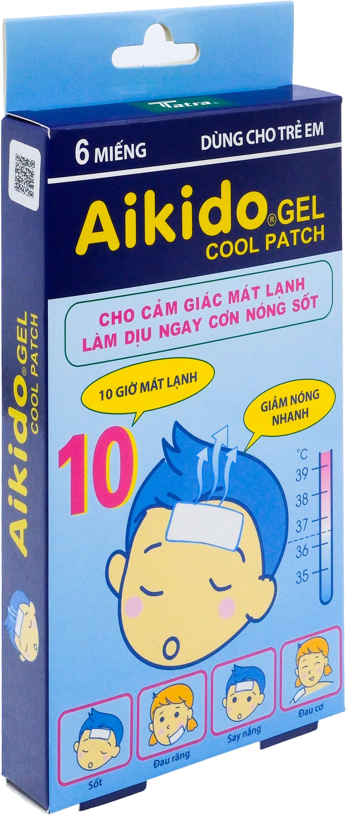 Miếng dán hạ sốt Aikido Gel Cool Patch chườm mát khi bị sốt nóng, say nắng, ngừa co giật ở trẻ (3 gói x 2 miếng)-1