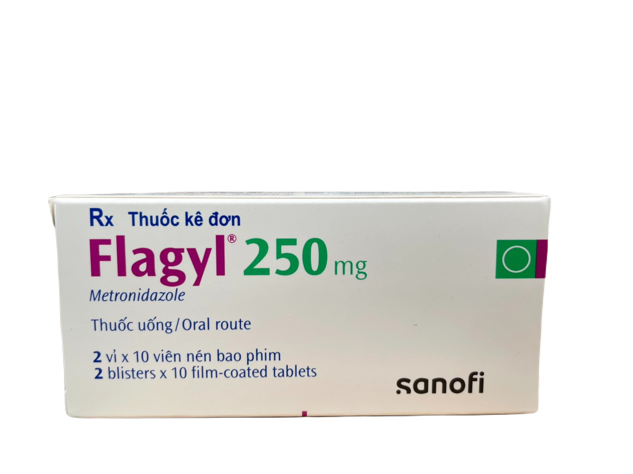 Thuốc Flagyl 250mg Sanofi điều trị nhiễm khuẩn (2 vỉ x 10 viên)