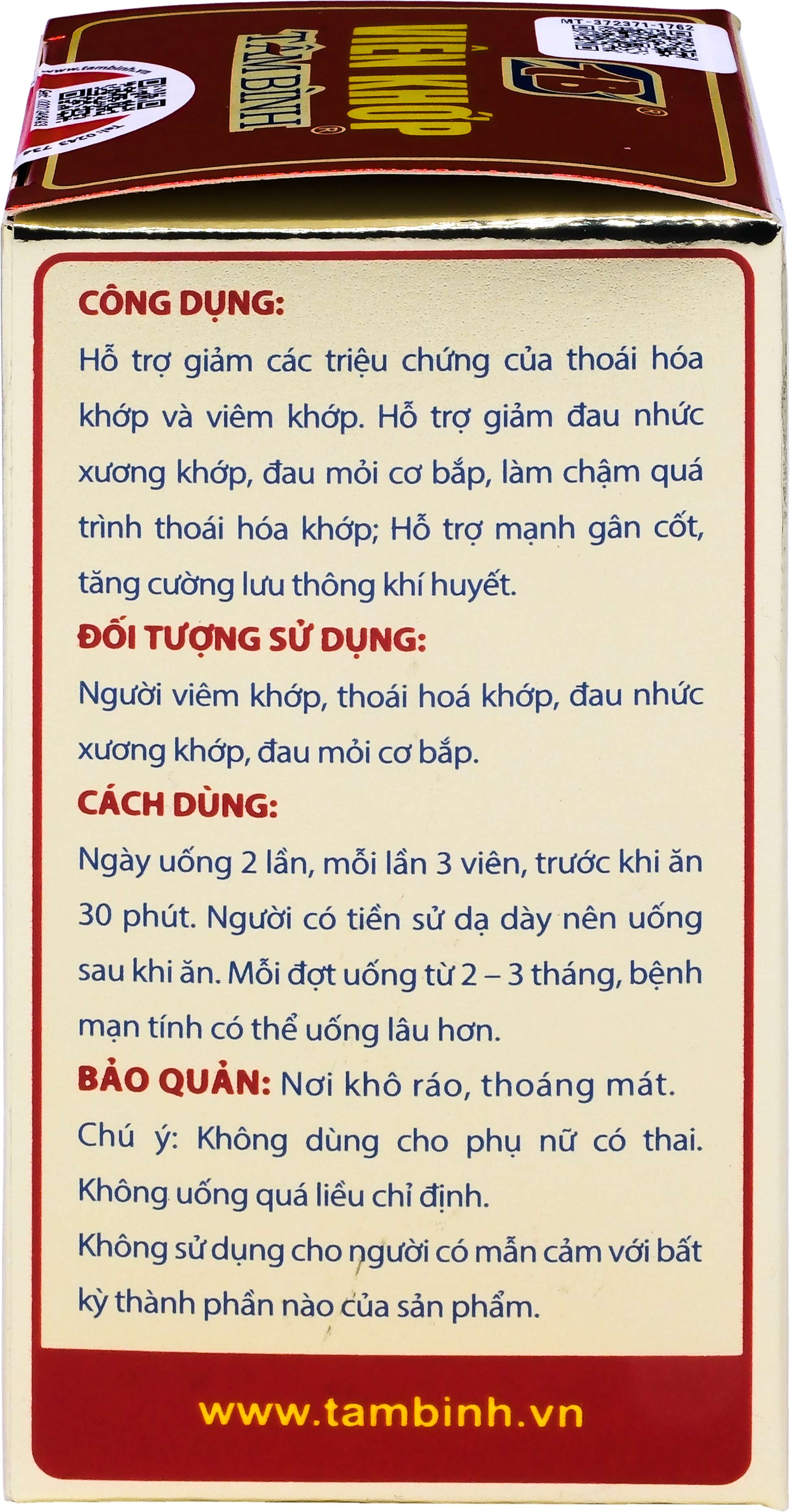 Viên khớp Tâm Bình hỗ trợ giảm các triệu chứng của thoái hóa khớp, viêm khớp (60 viên)-3