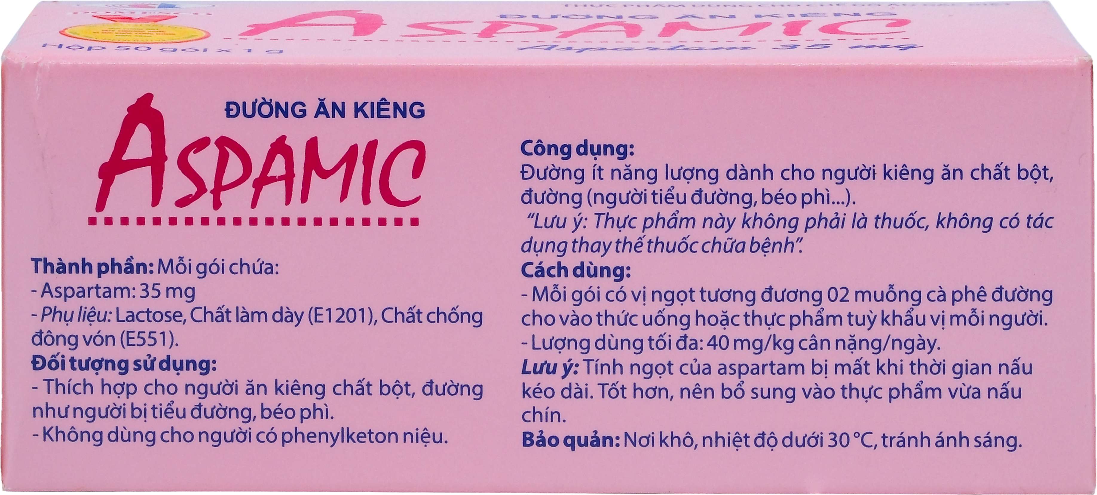 Đường ăn kiêng Aspamic Domesco dành cho người kiêng ăn chất bột, người tiểu đường, béo phì (100 gói)-3