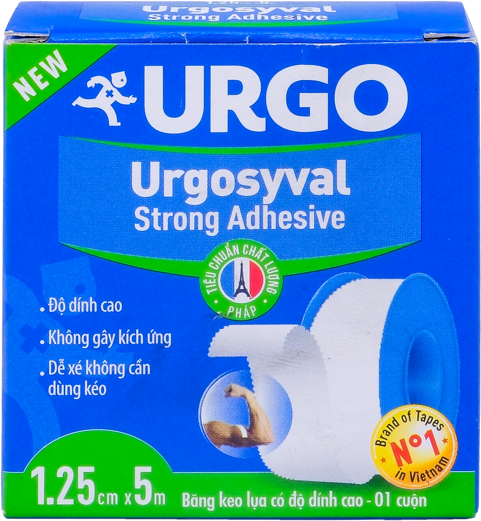 Băng keo lụa có độ dính cao Urgosyval Strong Adhessive size 1.25cm x 5m cố định băng gạc (1 cuộn)-1