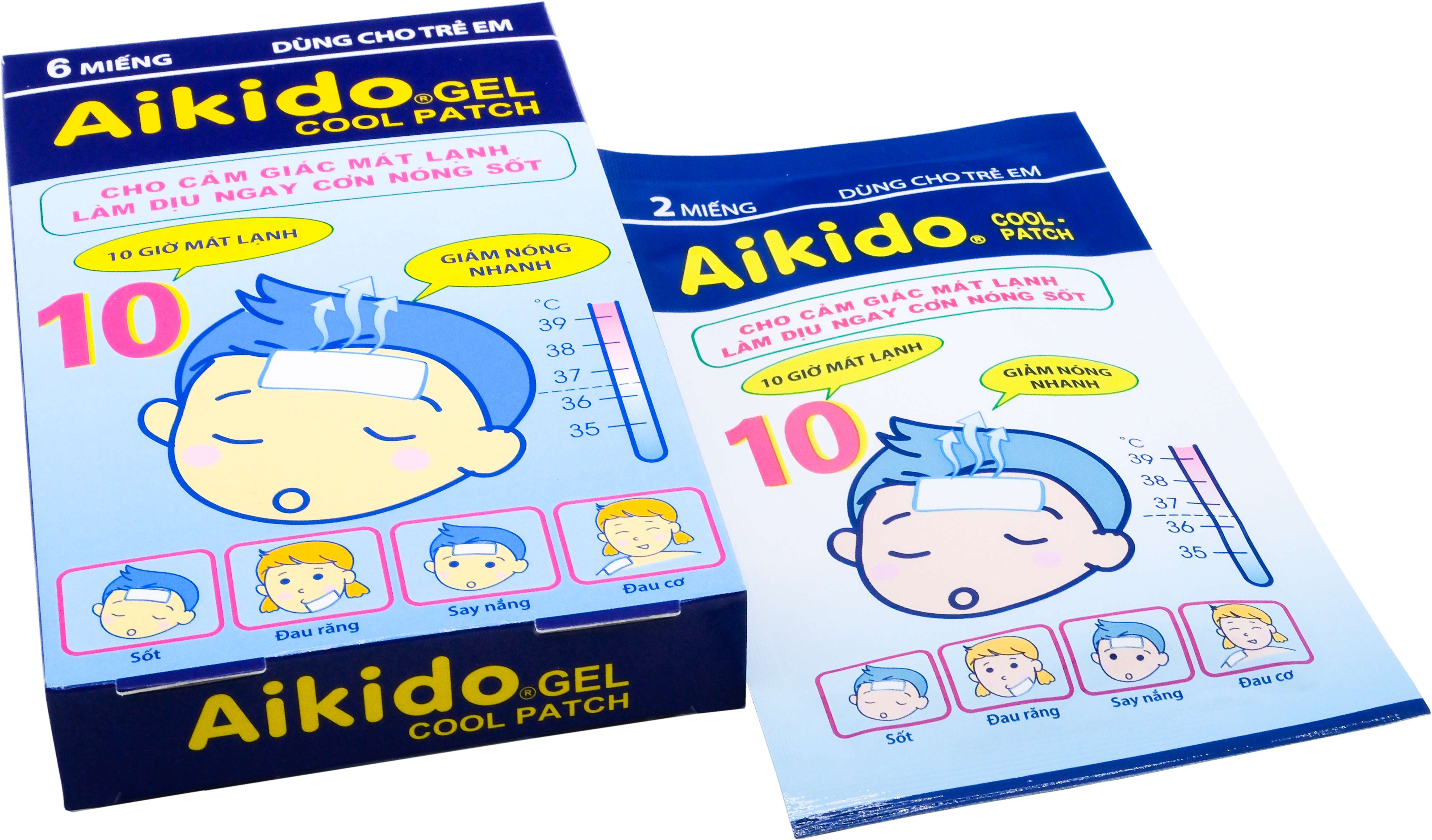 Miếng dán hạ sốt Aikido Gel Cool Patch chườm mát khi bị sốt nóng, say nắng, ngừa co giật ở trẻ (3 gói x 2 miếng)-0