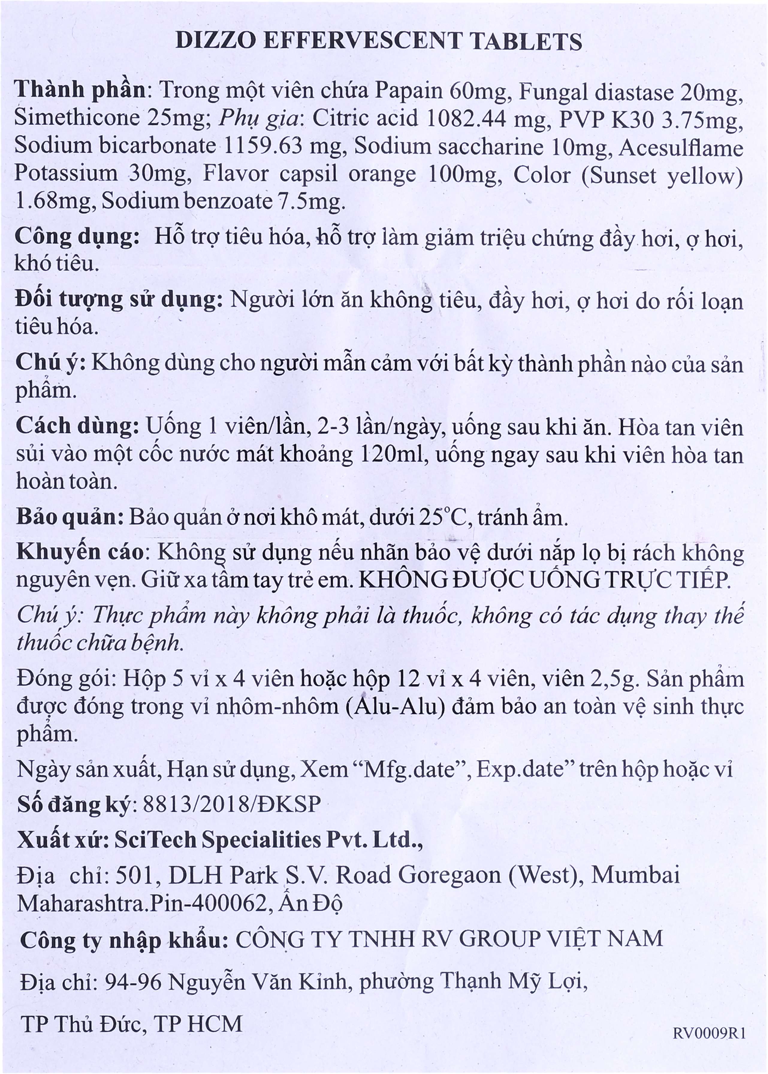 Viên sủi Dizzo Reliv hỗ trợ tiêu hóa, giảm triệu chứng đầy hơi, ợ hơi, khó tiêu (12 vỉ x 4 viên)-8