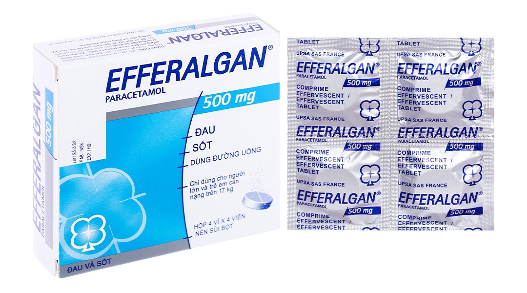 Viên nén sủi bọt Efferalgan Eff. 500mg UPSA SAS điều trị đau đầu, đau răng, sốt, nhức mỏi cơ (4 vỉ x 4 viên)-0