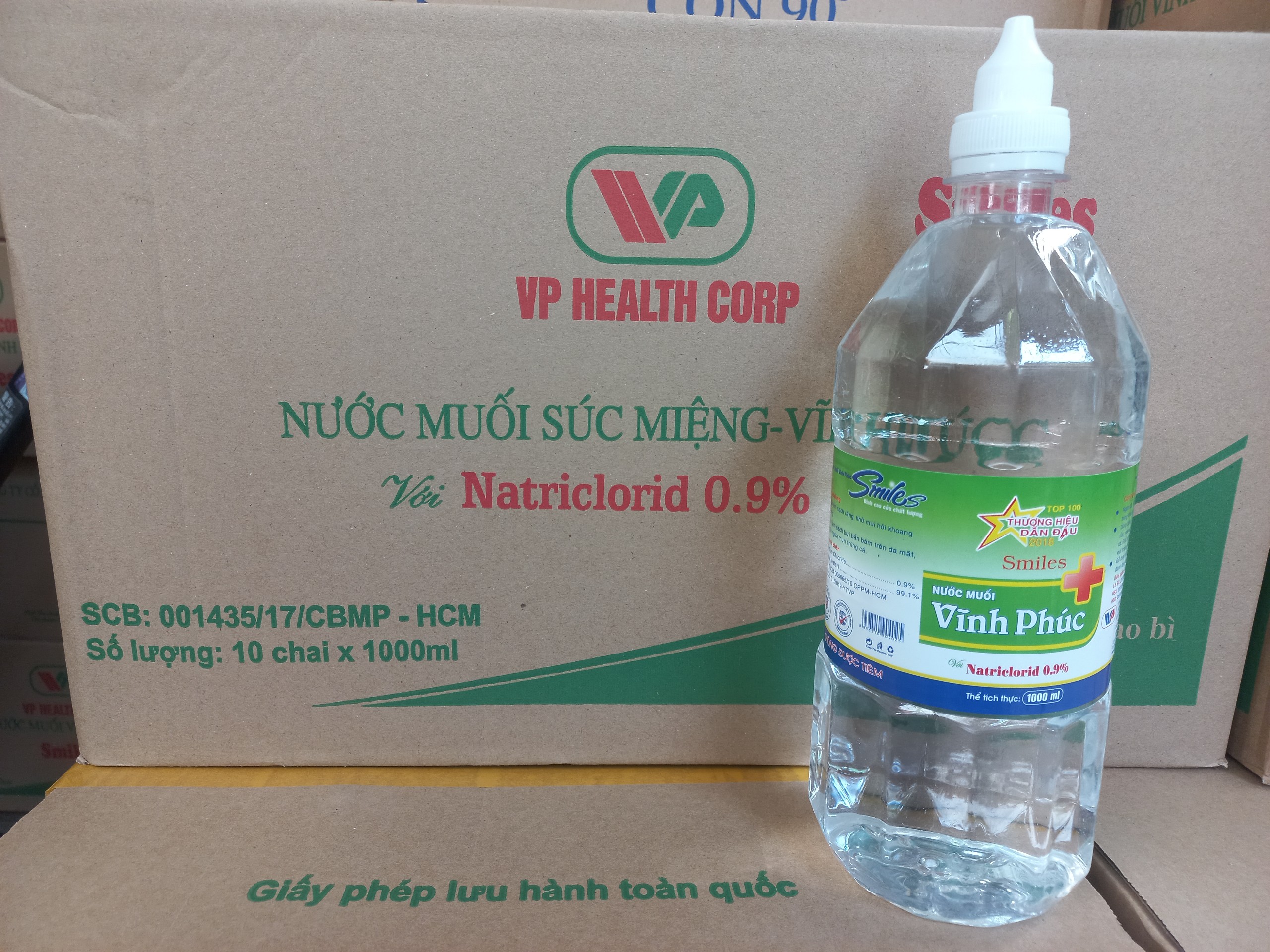 Nước muối Natri Clorid 0.9 Vĩnh Phúc Smiles làm sạch răng, khử mùi hôi khoang miệng (1100ml)-2