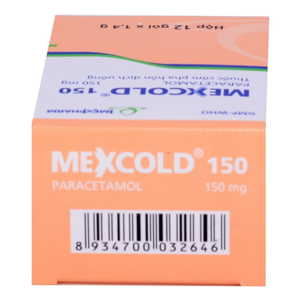 Thuốc cốm Mexcold 150mg hạ sốt và giảm đau từ nhẹ đến vừa (hộp 12 gói)-0