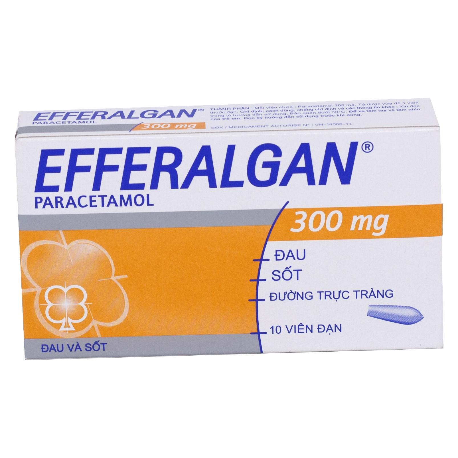 Viên đặt trực tràng Efferalgan 300mg UPSA SAS điều trị đau đầu, đau răng, sốt, nhức mỏi cơ (1 vỉ x 10 viên)-2