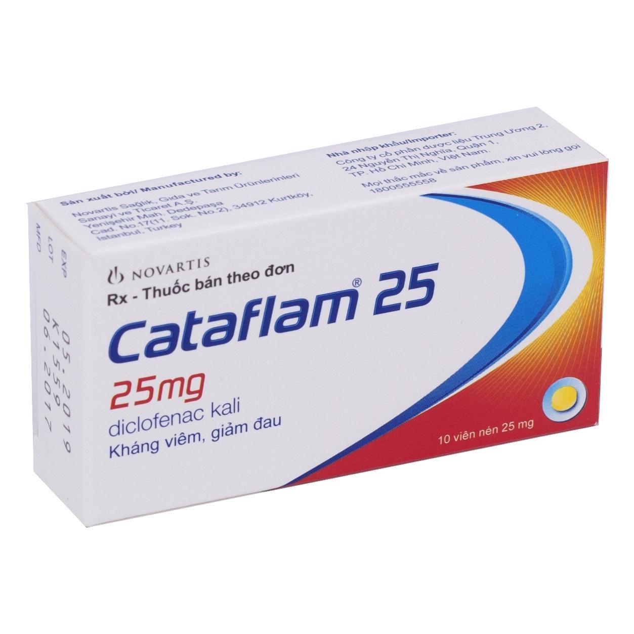 Viên nén Cataflam 25mg Novartis trị viêm và giảm đau khớp, đau do chấn thương, đau bụng kinh (1 vỉ x 10 viên)-0