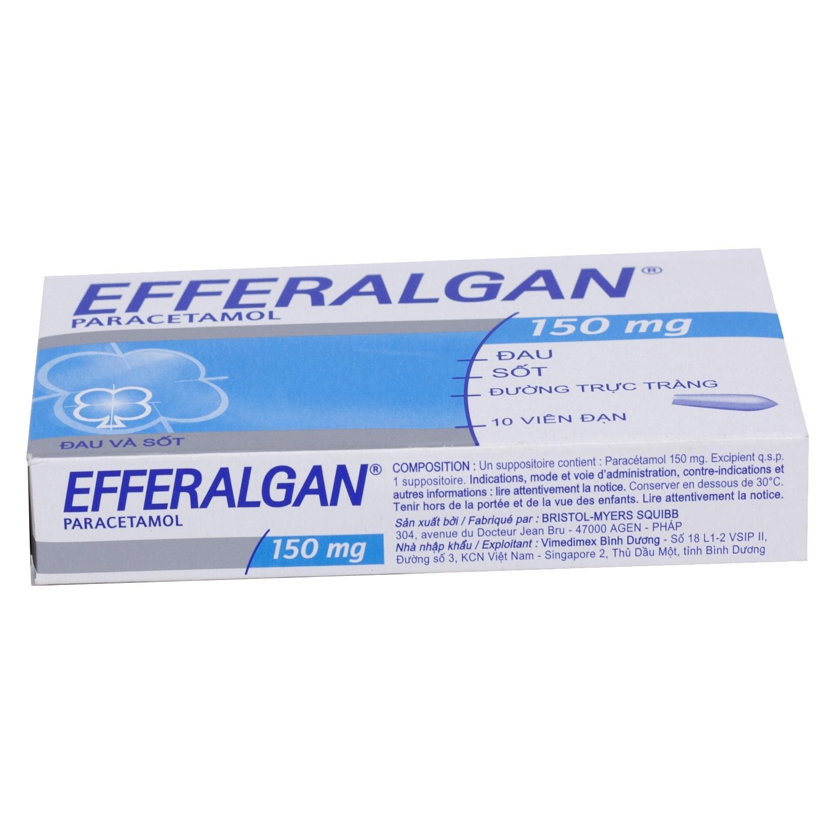 Viên đặt trực tràng Efferalgan 150mg UPSA SAS giảm đau, hạ sốt (2 vỉ x 5 viên)-1