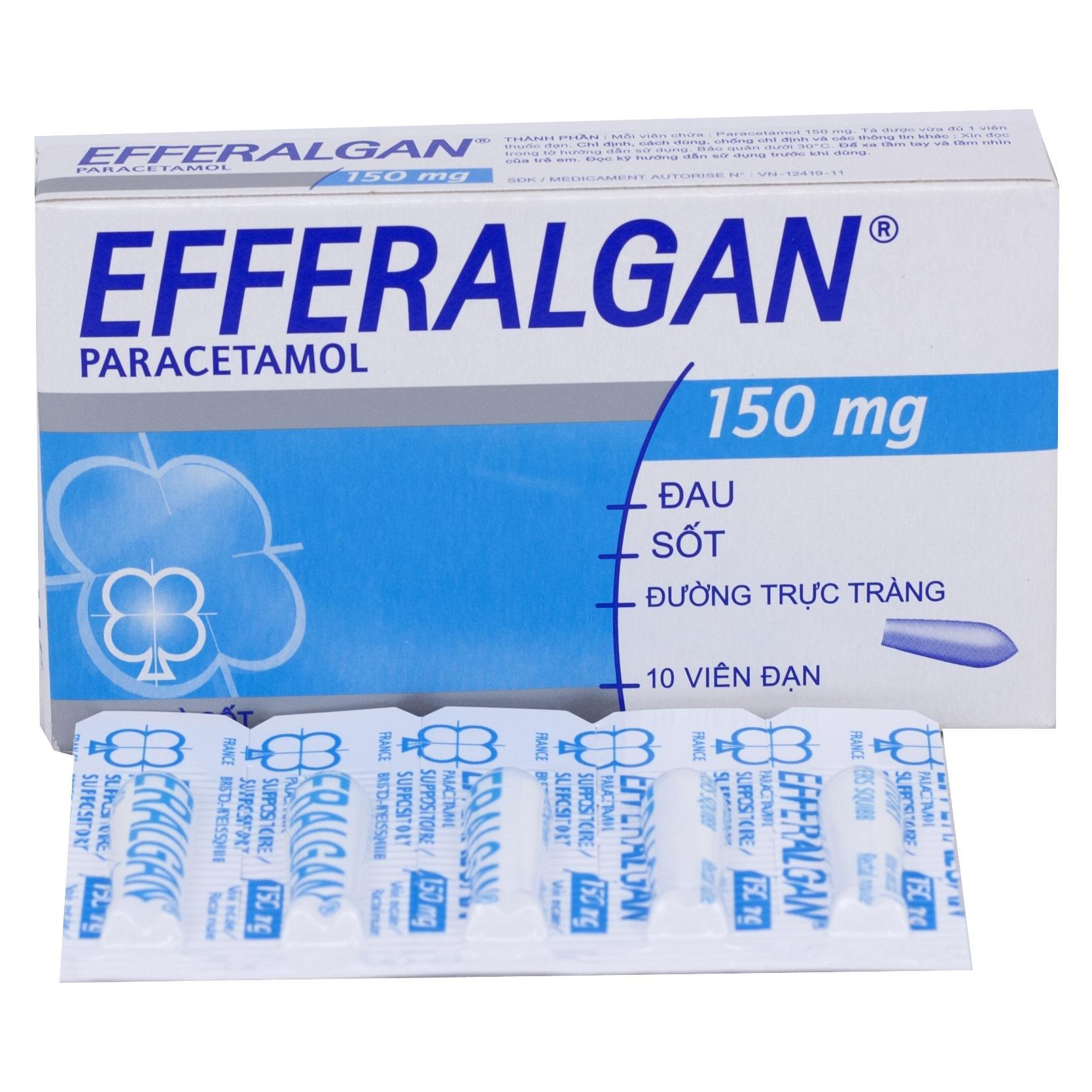 Viên đặt trực tràng Efferalgan 150mg UPSA SAS giảm đau, hạ sốt (2 vỉ x 5 viên)-0