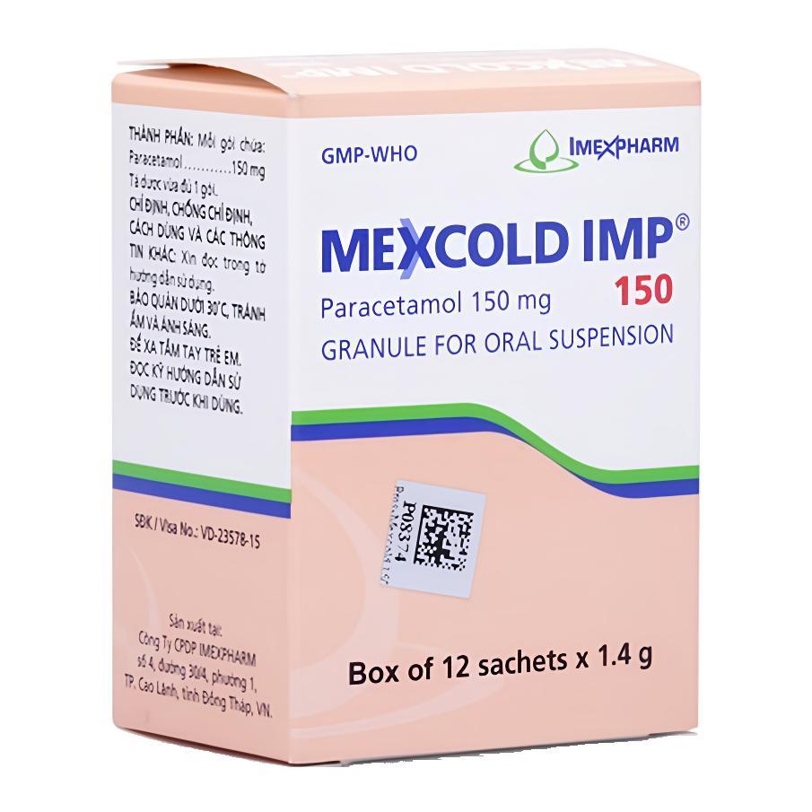 Thuốc cốm Mexcold 150mg hạ sốt và giảm đau từ nhẹ đến vừa (hộp 12 gói)-1