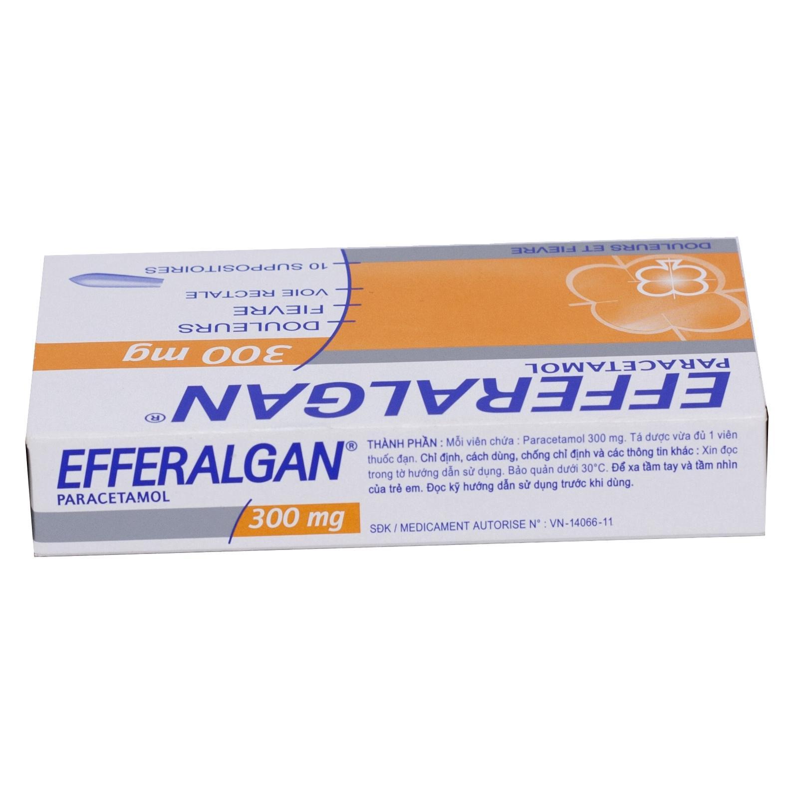 Viên đặt trực tràng Efferalgan 300mg UPSA SAS điều trị đau đầu, đau răng, sốt, nhức mỏi cơ (1 vỉ x 10 viên)-3