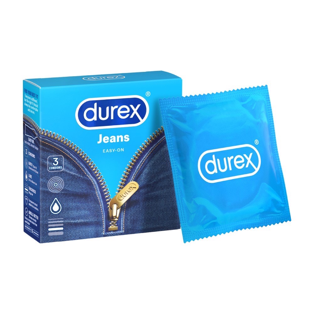 Bao cao su Durex Jeans ôm sát, nhiều chất bôi trơn (52,5mm - 3 cái)