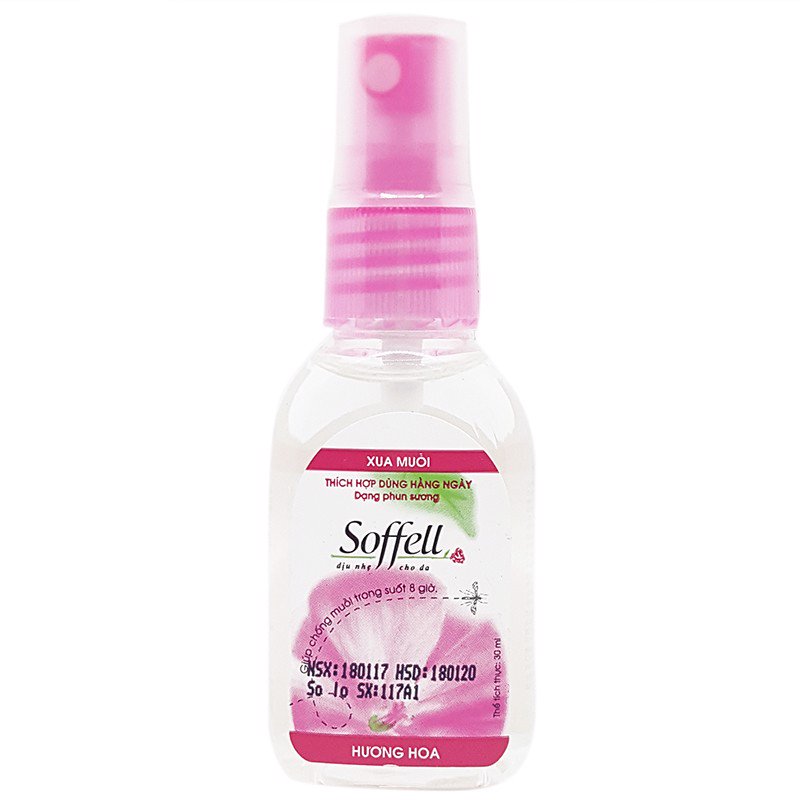 Xịt xua muỗi Soffell hương hoa giúp chống muỗi trong suốt 8 giờ (30ml)