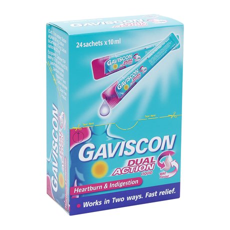 Hỗn dịch Gaviscon Dual Action Reckitt Benckiser điều trị trào ngược dạ dày, thực quản (24 gói x 10ml)-0