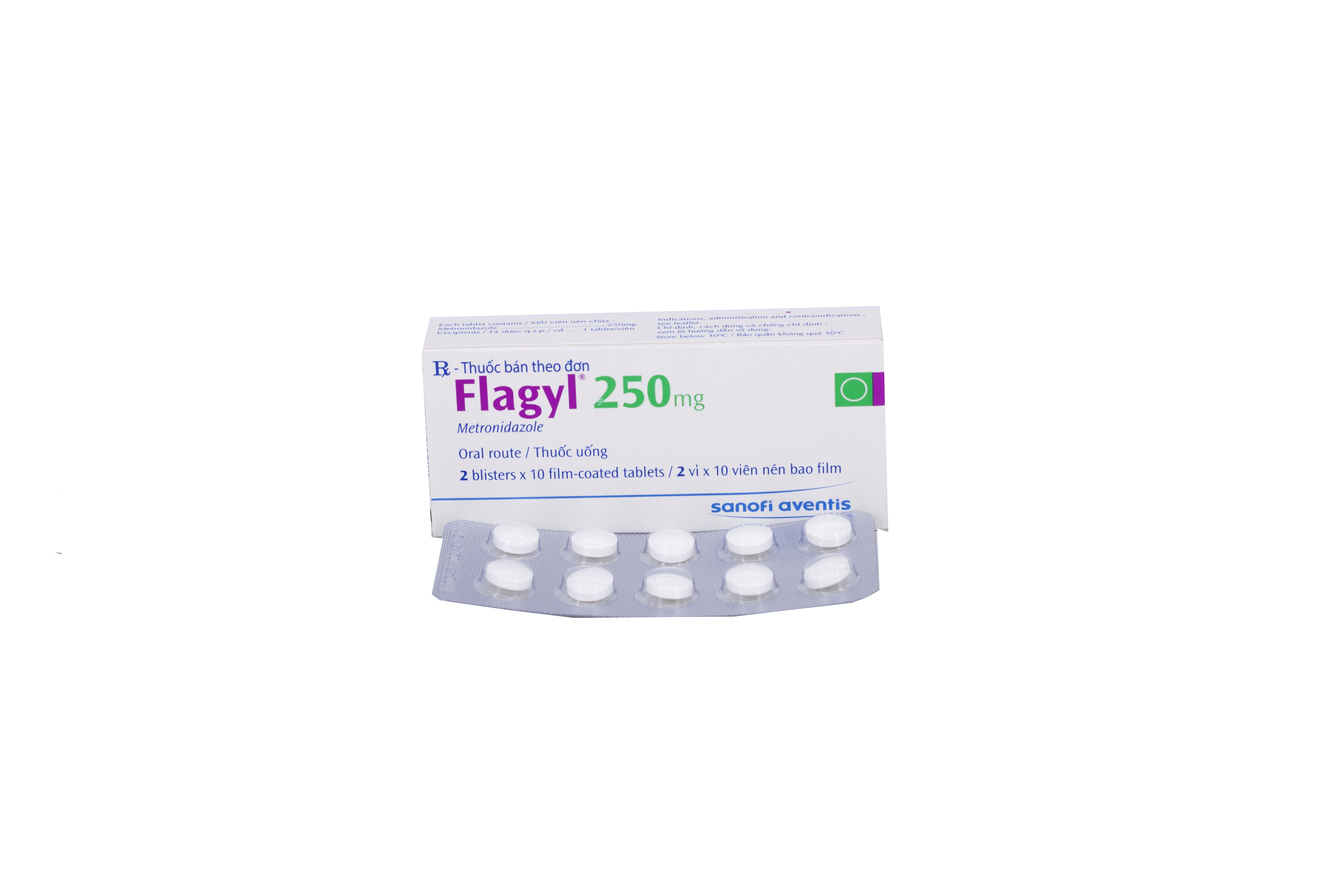 Thuốc Flagyl 250mg Sanofi điều trị nhiễm khuẩn (2 vỉ x 10 viên)-1