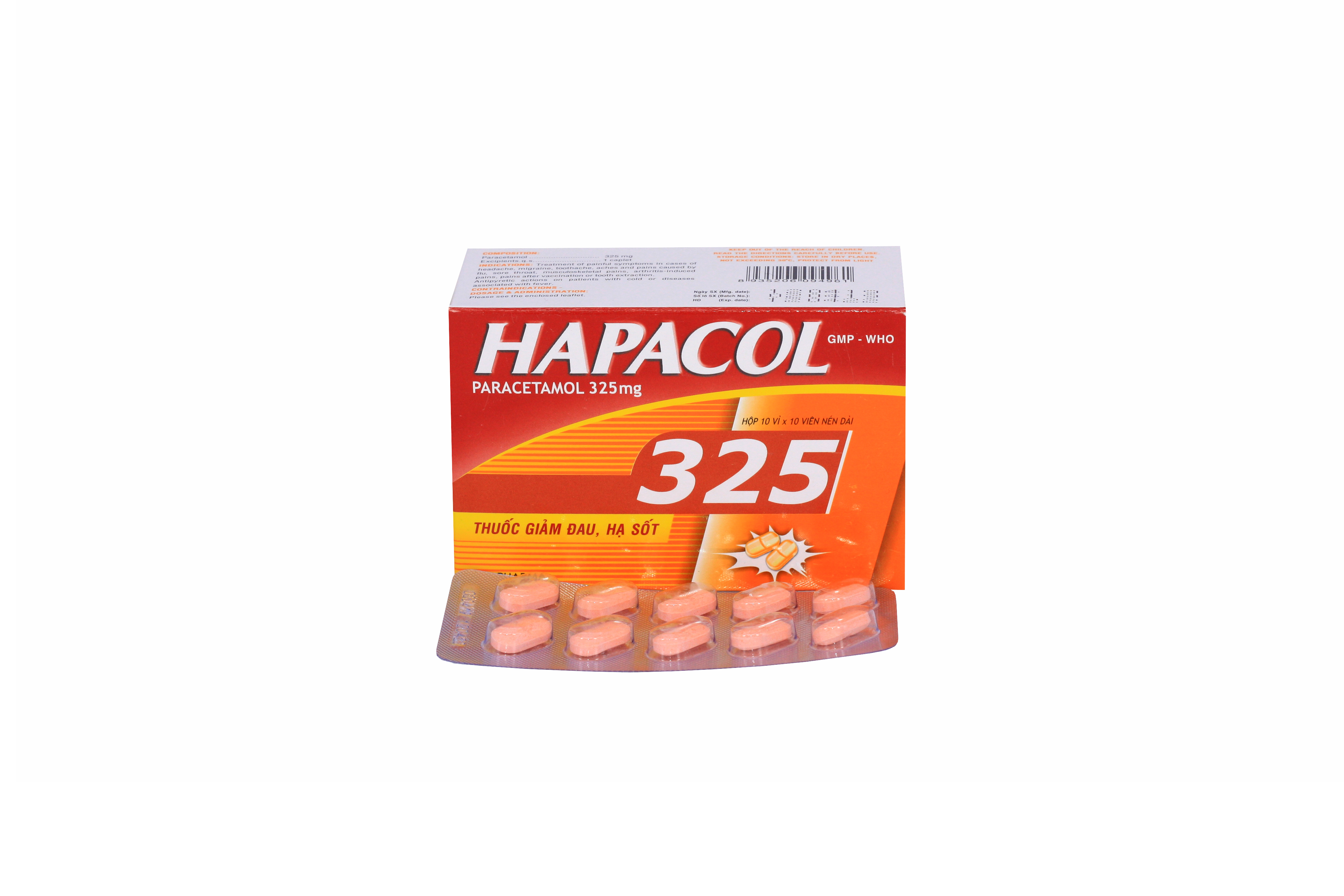 Viên nén Hapacol 325mg giảm đau, hạ sốt (10 vỉ x 10 viên)-1