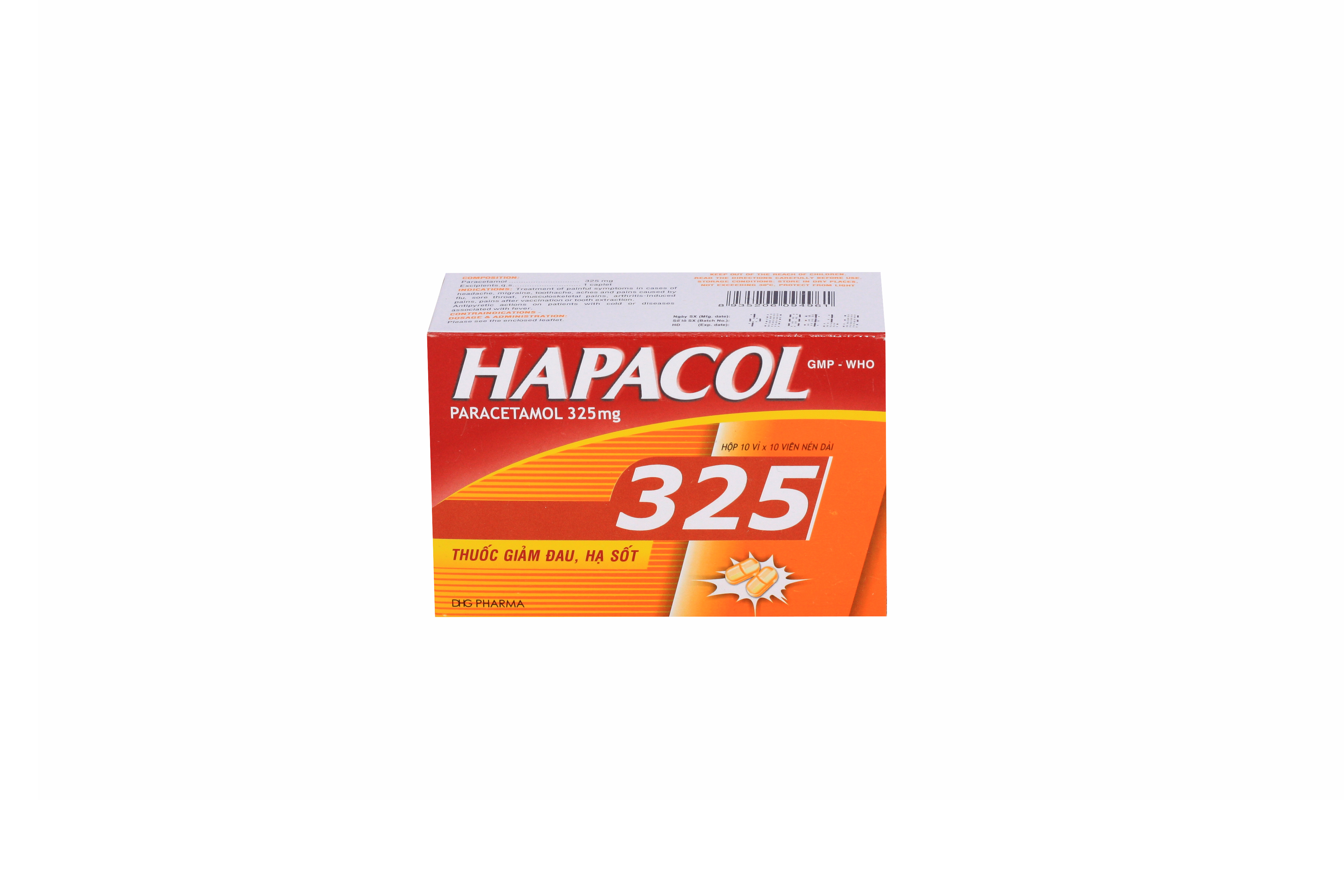 Viên nén Hapacol 325mg giảm đau, hạ sốt (10 vỉ x 10 viên)