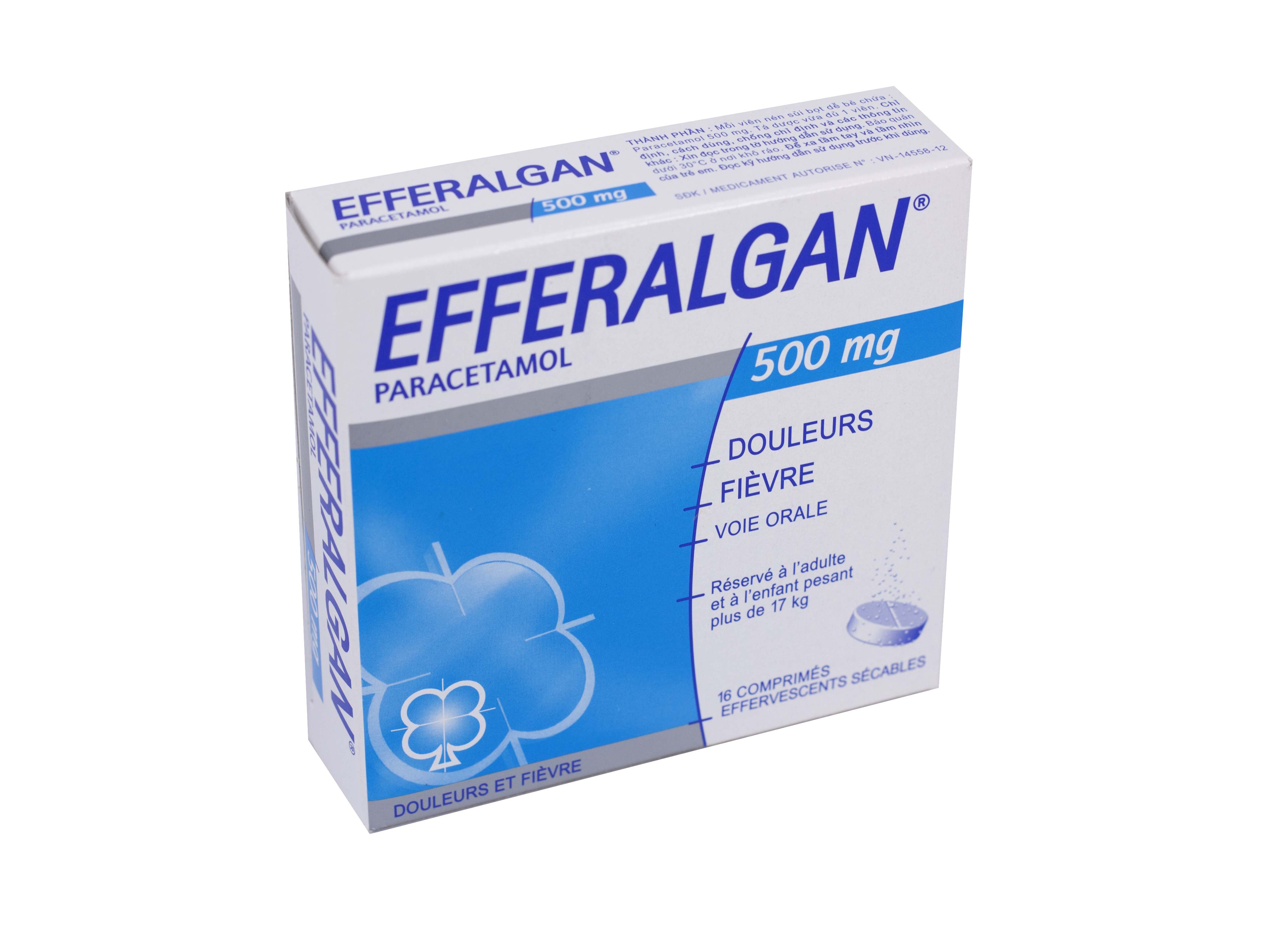 Viên nén sủi bọt Efferalgan Eff. 500mg UPSA SAS điều trị đau đầu, đau răng, sốt, nhức mỏi cơ (4 vỉ x 4 viên)-1