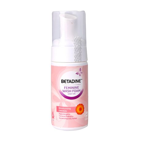 Bọt vệ sinh betadine feminine wash foam moisturizing calendula (c/100ml) (hồng)